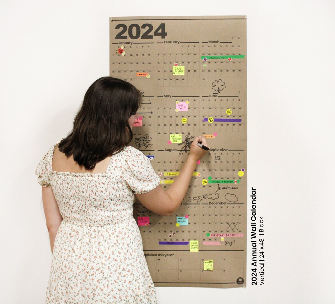 2024 Annual Wall Calendar Vertical Wall Calendar & Planner - Etsy