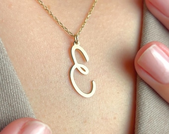 Custom Initial Necklace – Letter E Pendant, Minimalist Gold Initials Jewelry, Personalized Gift