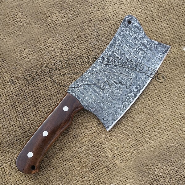 Meat Hacker – Premium Damascus Cleaver with Exotic Wood Handle main image 1
