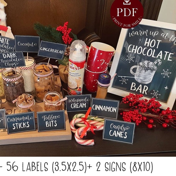 PRINTABLE Hot Chocolate Bar Sign Labels Cocoa Kit