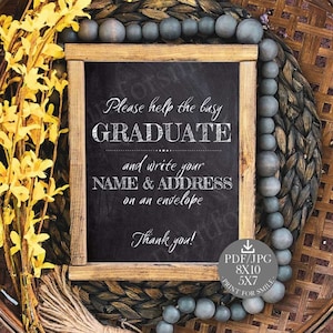 Graduation Name And Address Sign PRINTABLE Envelope Party Decorations Chalkboard