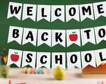 Willkommen zurück in der Schule Banner DRUCKBAR Wimpel