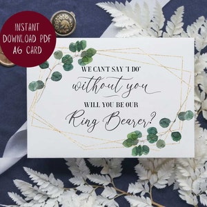Will You Be Our Ring Bearer Card PRINTABLE, Ring Bearer Proposal Card, I Can't Say I Do Without You