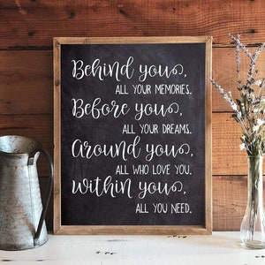 Detrás de ti Todos tus recuerdos El cartel de graduación Delante de ti Todos tus sueños A tu alrededor Todos los que te aman Dentro de ti Todo lo que necesitas IMPRIMIBLE