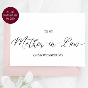 To My Mother In Law On My Wedding Day Card PRINTABLE