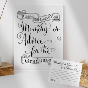 Graduation Memory Or Advice Cards Sign PRINTABLE Party Decorations