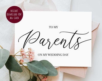 To My Parents On My Wedding Day Card PRINTABLE