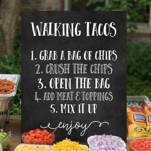 Walking Tacos Bar Sign Graduation PRINTABLE Grad Party Decor, Table ...