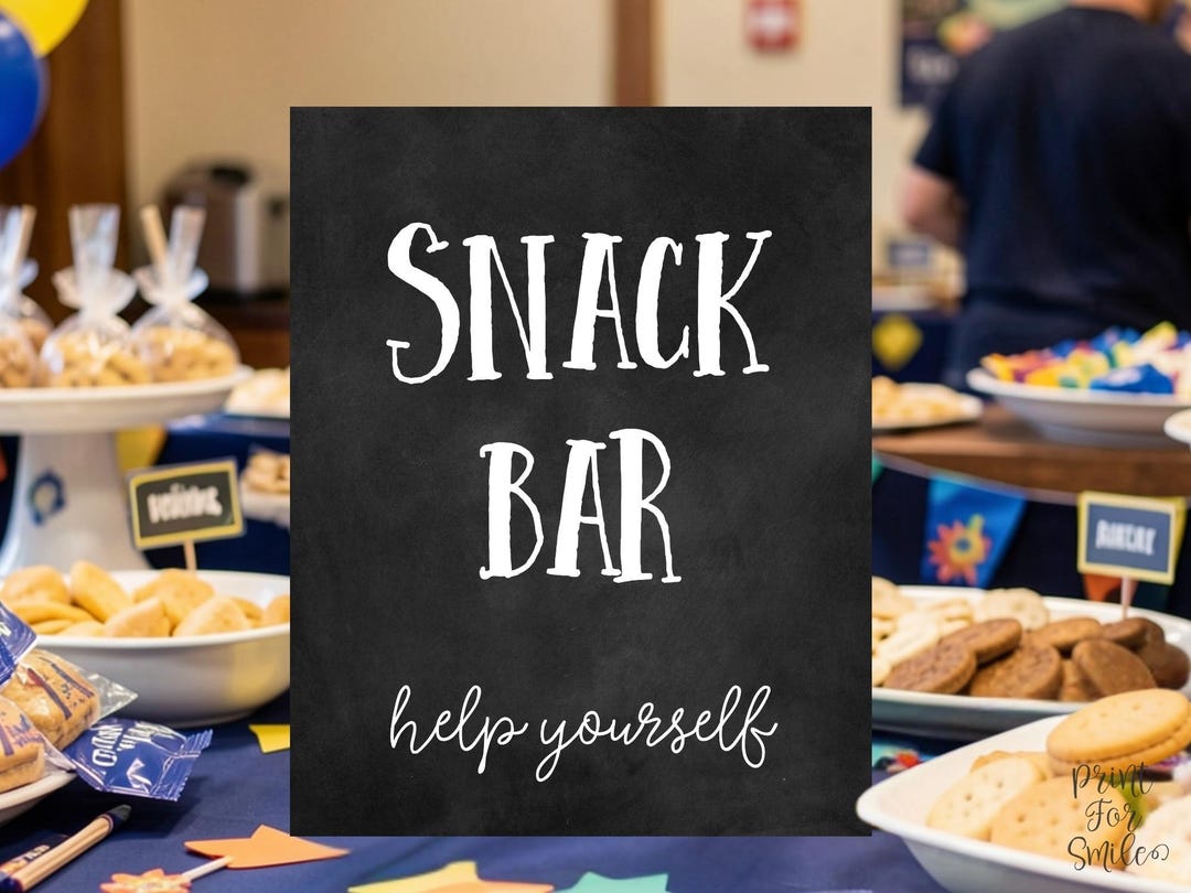 Snack Bar Sign Printable, Food Station Decor, Graduation Party Decor ...