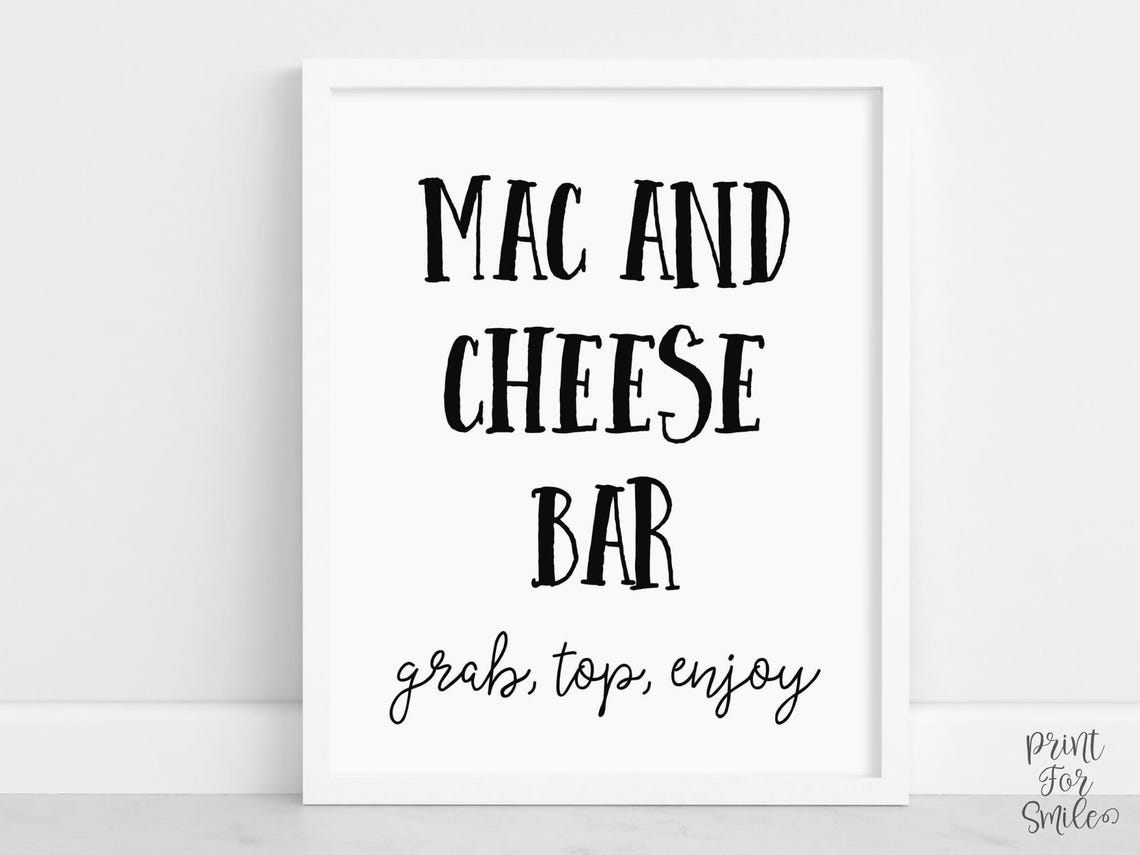 Mac and Cheese Bar Sign Printable, Food Station Decor, Graduation Party ...