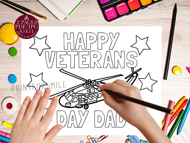 Happy Veterans Day Coloring Pages PRINTABLE - Etsy