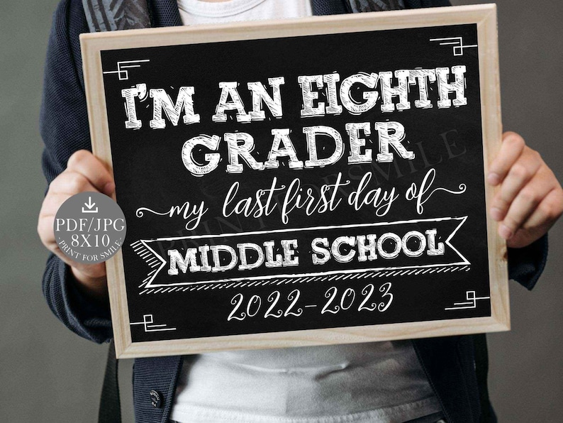 First Day of 8th Grade Sign PRINTABLE Eighth Grade Sign First Etsy