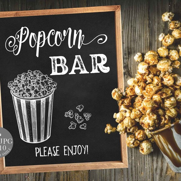 Graduation Popcorn Bar Sign PRINTABLE Graduation Party Decorations