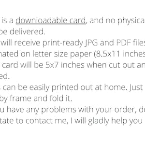 May include: Printable digital download of a card with butterflies. The card is formatted for letter size paper (8.5 x 11 inches) and will be 5 x 7 inches when cut out and folded.