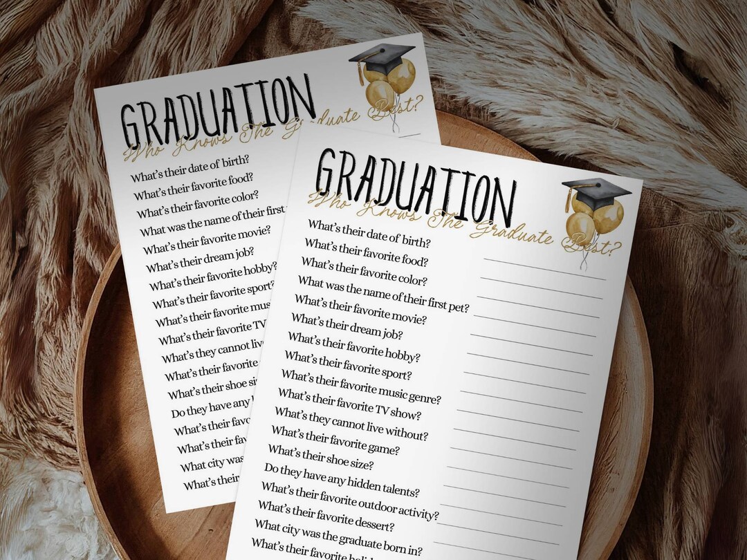 Who Knows the Graduate Best Game Printable, Graduation Party Game