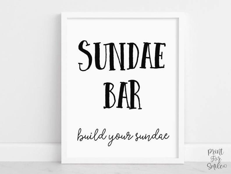 Sundae Lettering Sundae Bar Sign Printable, Dessert Table Decor, Graduation Party Decor ...