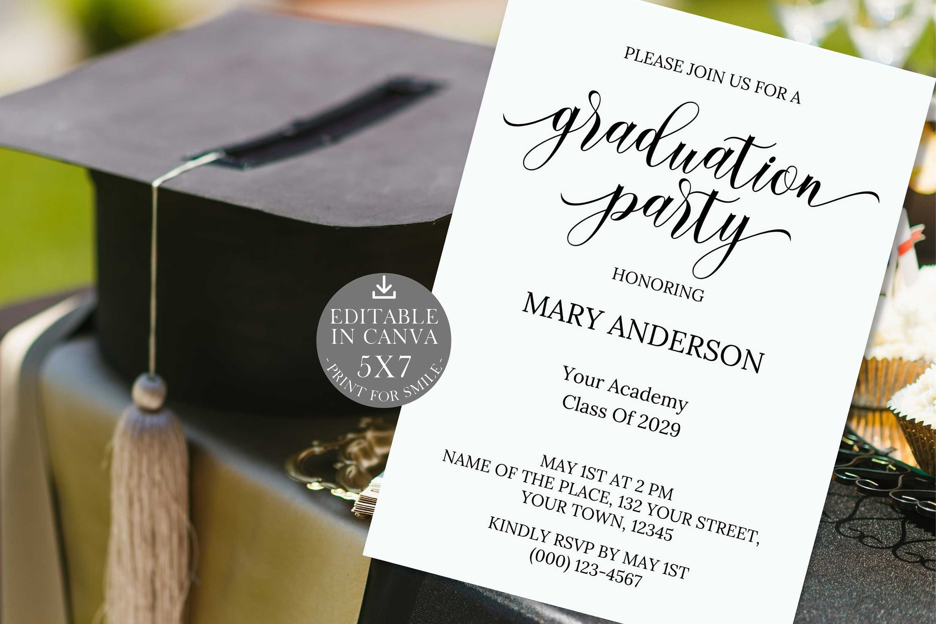 Graduation Party Invitations Template Instant Download Elegant - Etsy