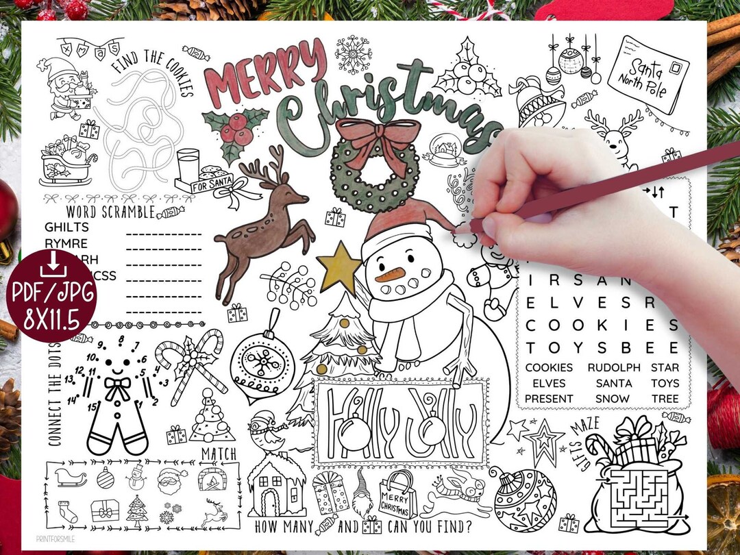 Christmas Placemats PRINTABLE Coloring