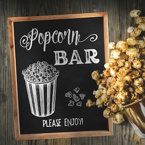 Graduation Popcorn Bar Sign PRINTABLE Graduation Party Decorations