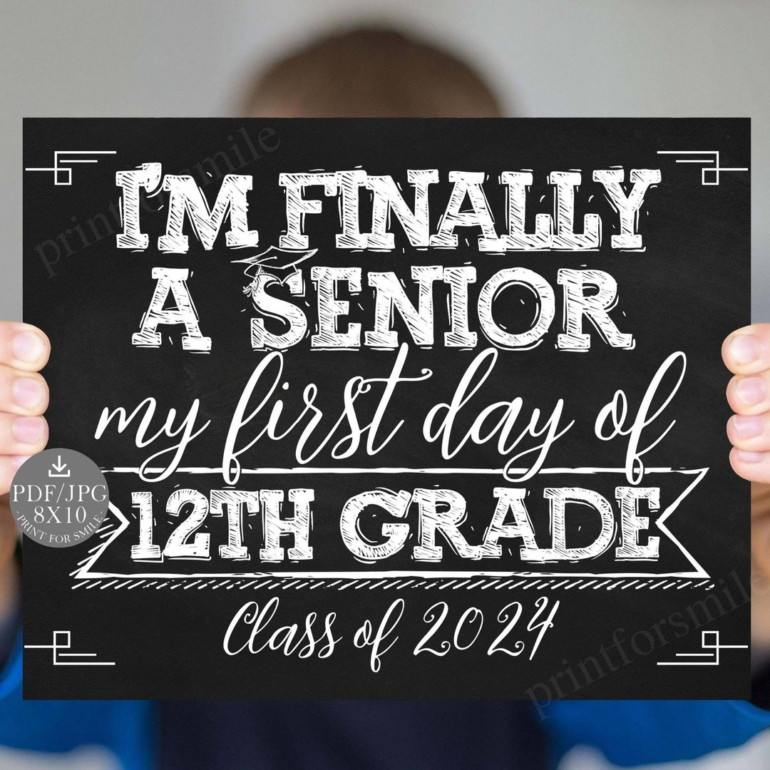 First Day of 12th Grade Sign Printable Chalkboard 2023 Etsy