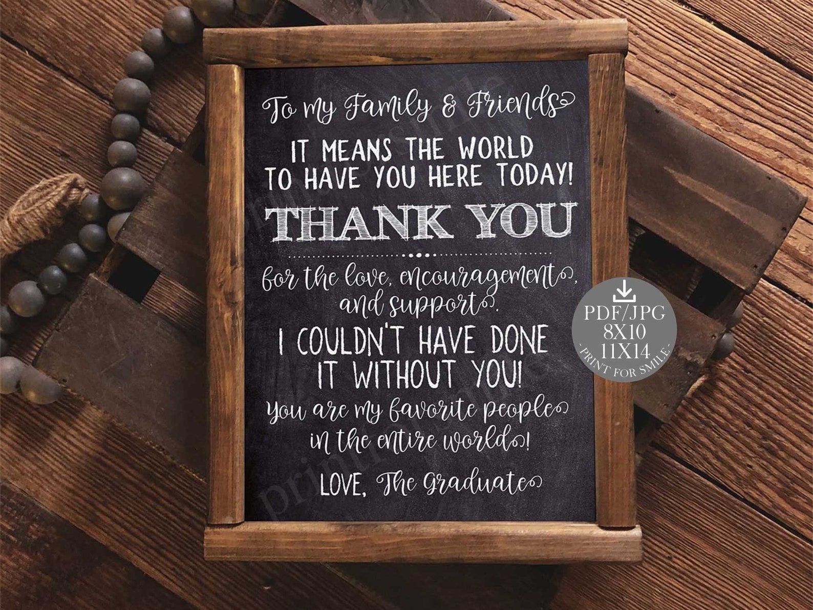 To My Family and Friends Thank You Sign Graduation PRINTABLE - Etsy