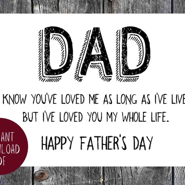 Printable Fathers Day Card Daughter Son