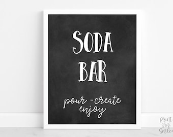 AFDRUKBAAR Soda Bar Bord Schoolbord Afstuderen Bord, Feestdecoraties, Tafelbord, Grad Party Decor