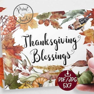 PRINTABLE Thanksgiving Blessings Card
