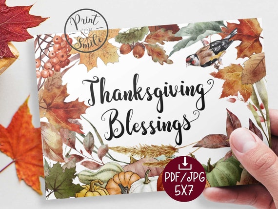 PRINTABLE Thanksgiving Blessings Card | Etsy