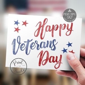 Happy Veterans Day Card PRINTABLE