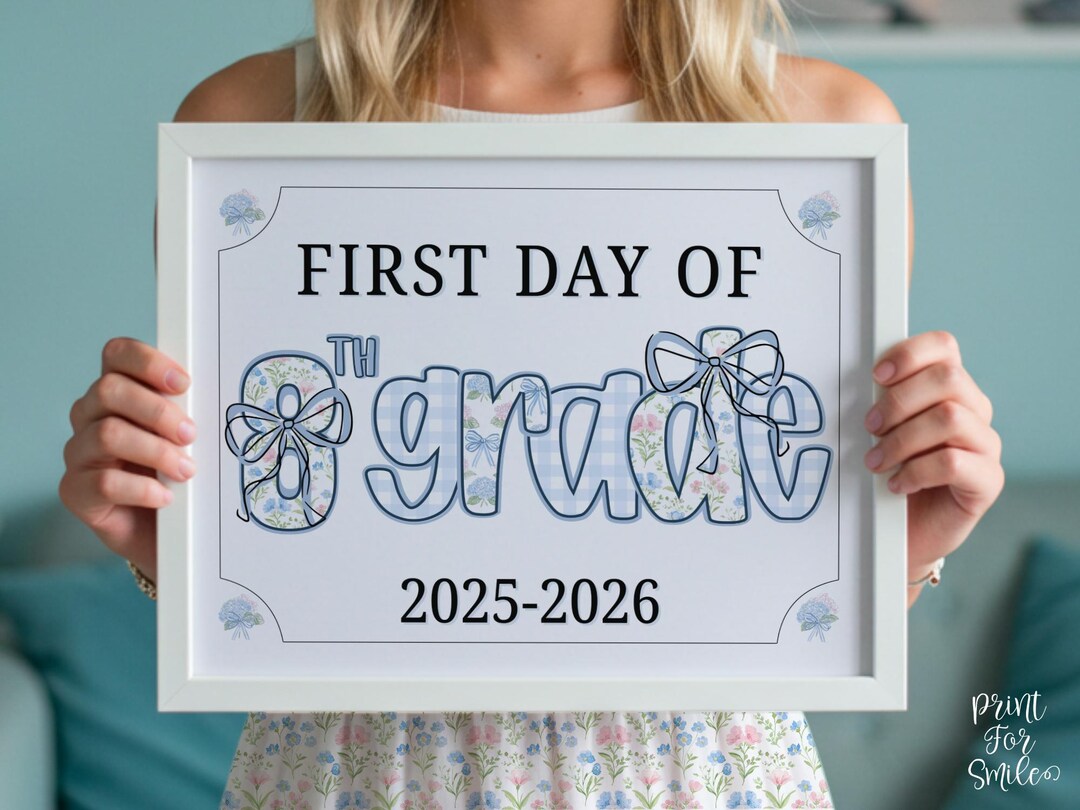 First Day of Eighth Grade Sign 8th Modern Grandmillennial Whimsical ...