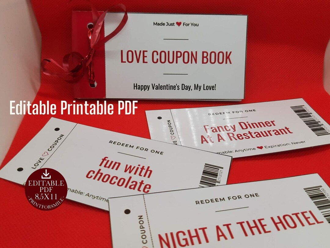 Love Coupon Book Printable Editable Him Etsy
