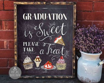 PRINTABLE Graduation Is Sweet Please Take A Treat Sign Chalkboard