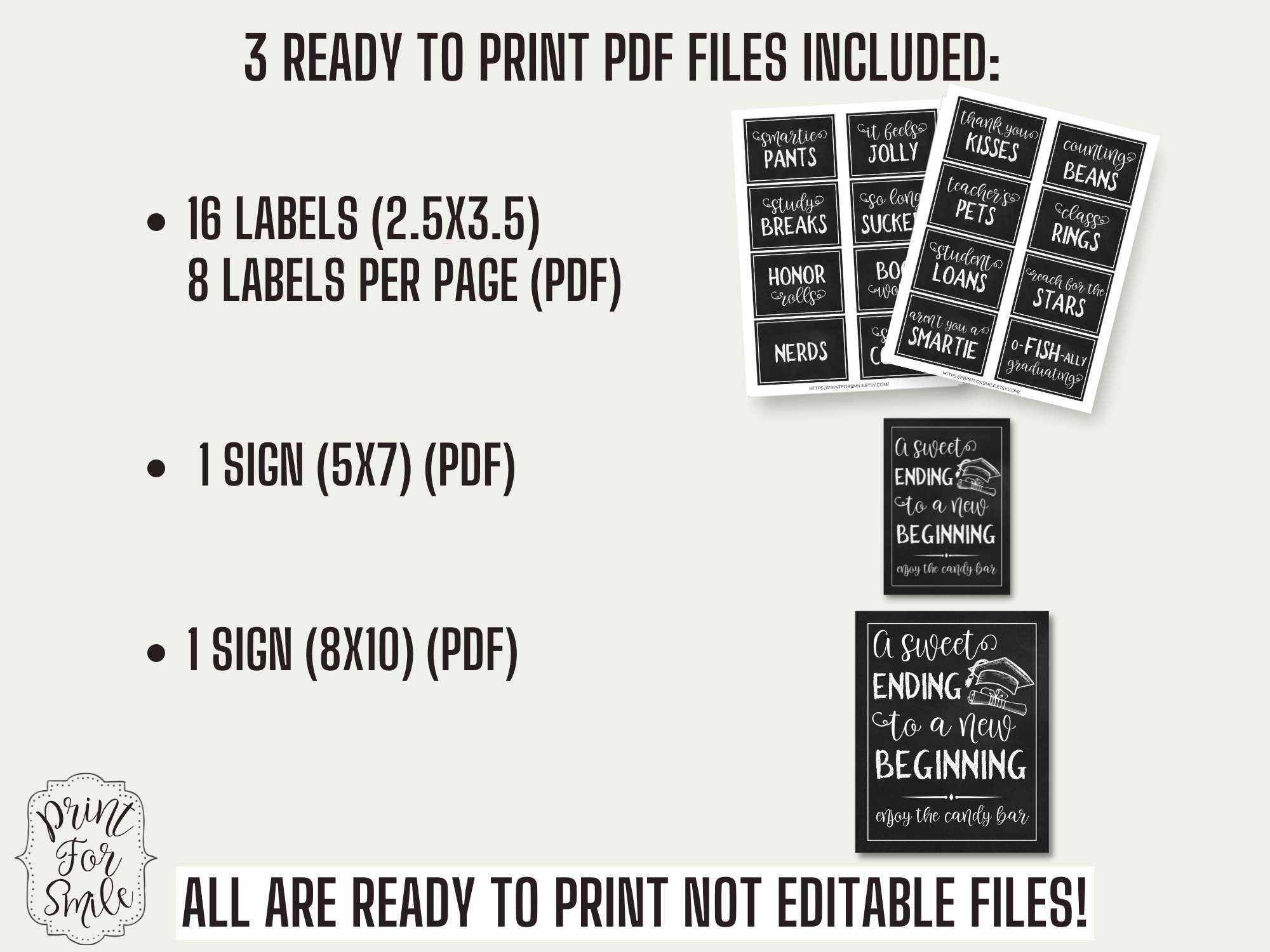 Graduation Candy Bar Labels Sign Buffet PRINTABLE