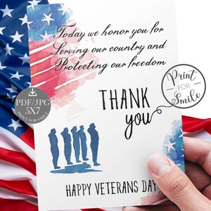 Happy Veterans Day Card PRINTABLE - Etsy
