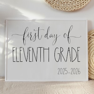 Signe de la rentrée scolaire 11e année à imprimer, accessoire photo imprimable pour enseigne de rentrée scolaire 11e année