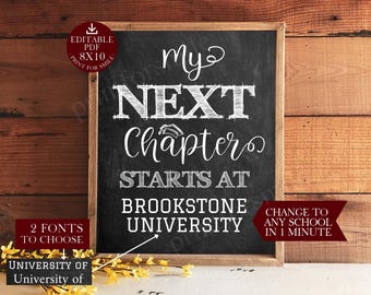 My Next Chapter Starts At Graduation Sign PRINTABLE Party Decorations Personalizable
