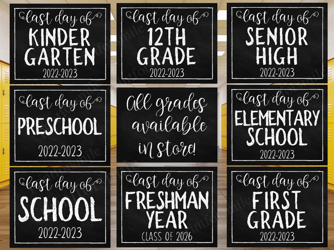 Last Day of Elementary School Sign Printable Chalkboard Etsy