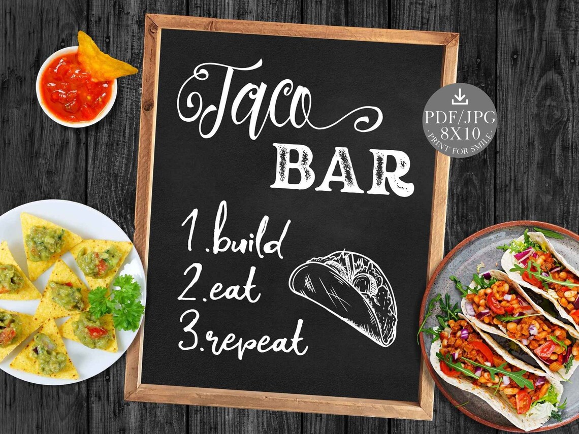 Taco Bar Sign PRINTABLE Graduation Party Decorations Wedding - Etsy