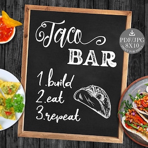 Taco Bar Bord AFDRUKBAAR Afstudeerfeest Decoraties Bruiloft
