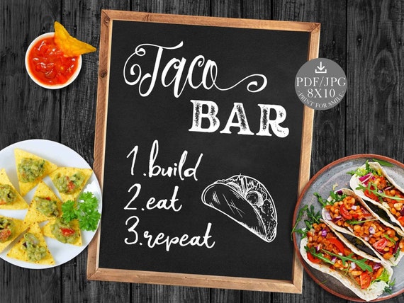 Taco Bar Sign PRINTABLE Graduation Party Decorations Wedding | Etsy