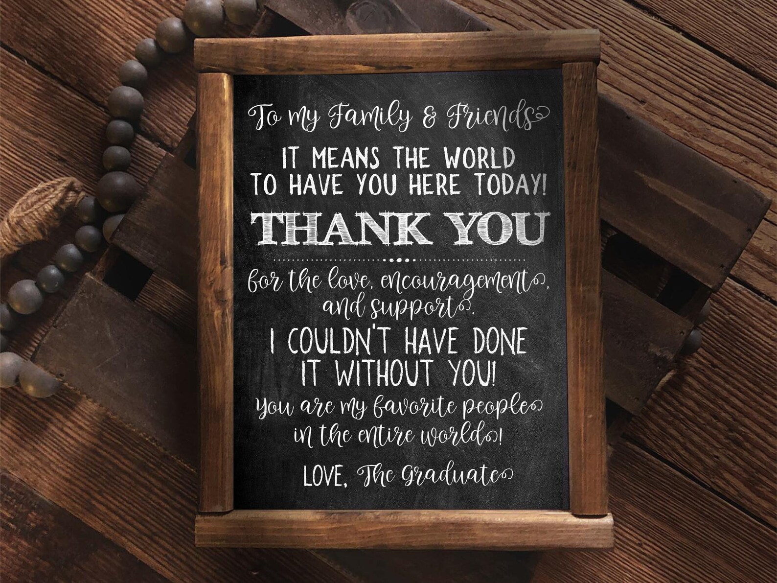 To My Family and Friends Thank You Sign Graduation PRINTABLE Party ...