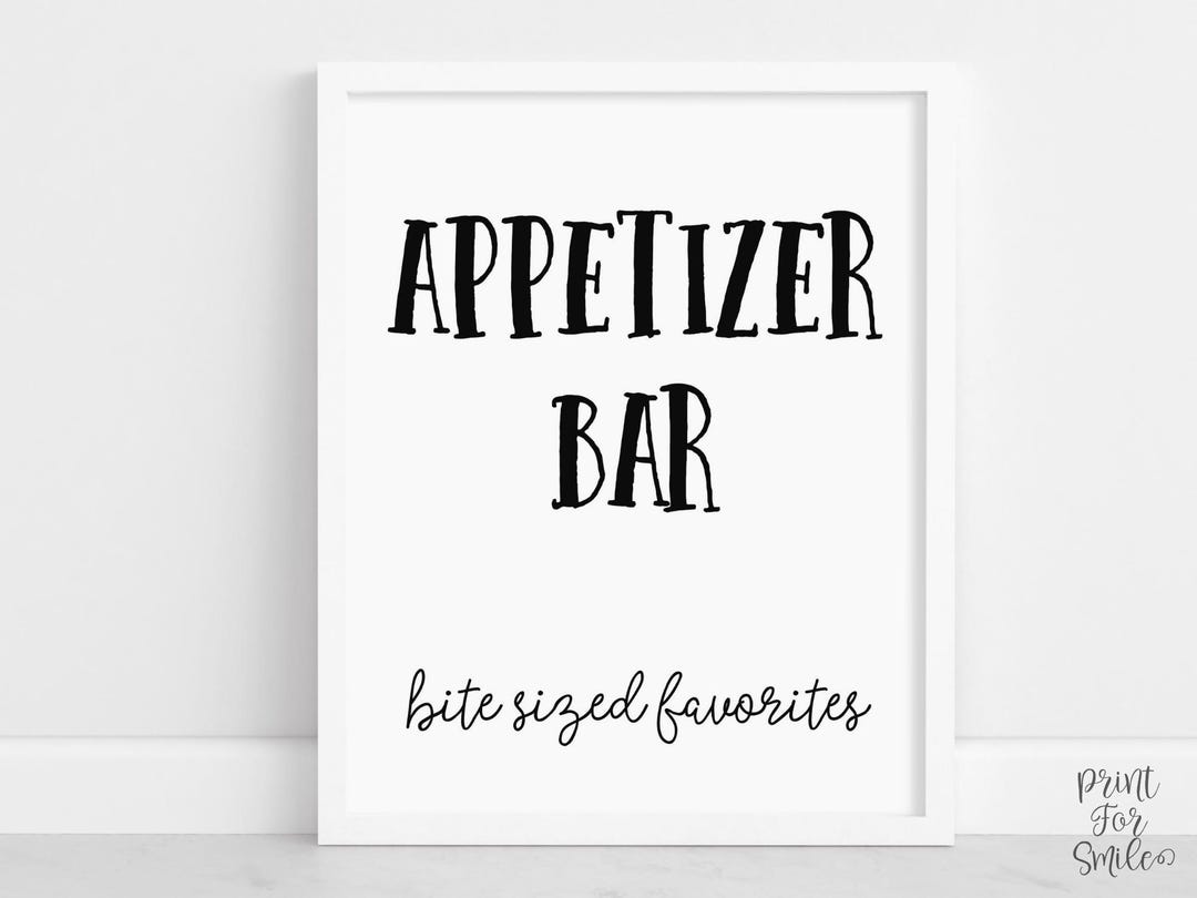 Appetizer Bar Sign Printable, Food Station Decor, Graduation Party ...