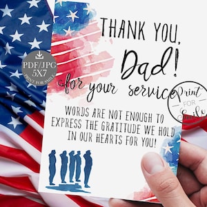 Veterans Day Card For Dad PRINTABLE Gift