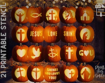 Christian Pumpkin Carving Stencil, Jesus Template, Faith Pattern Halloween PRINTABLE