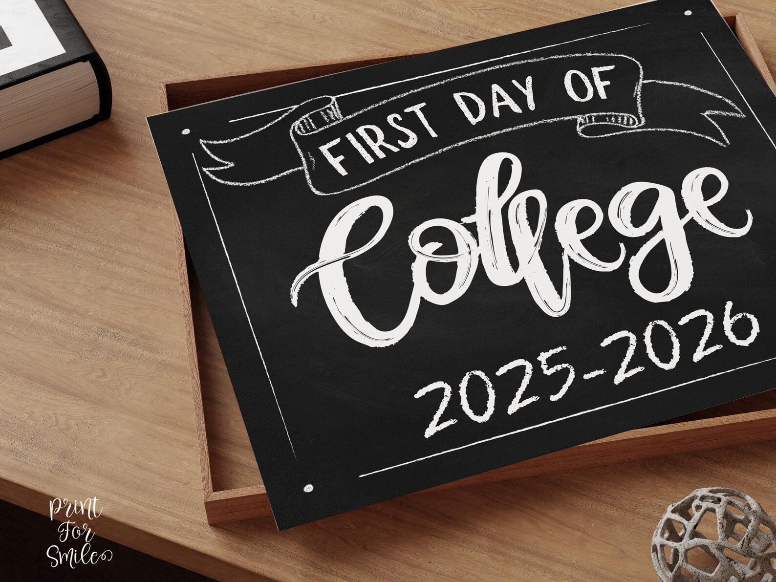 Study Day Sign First Day of College Sign PRINTABLE Chalkboard School Sign, Photo Prop ...