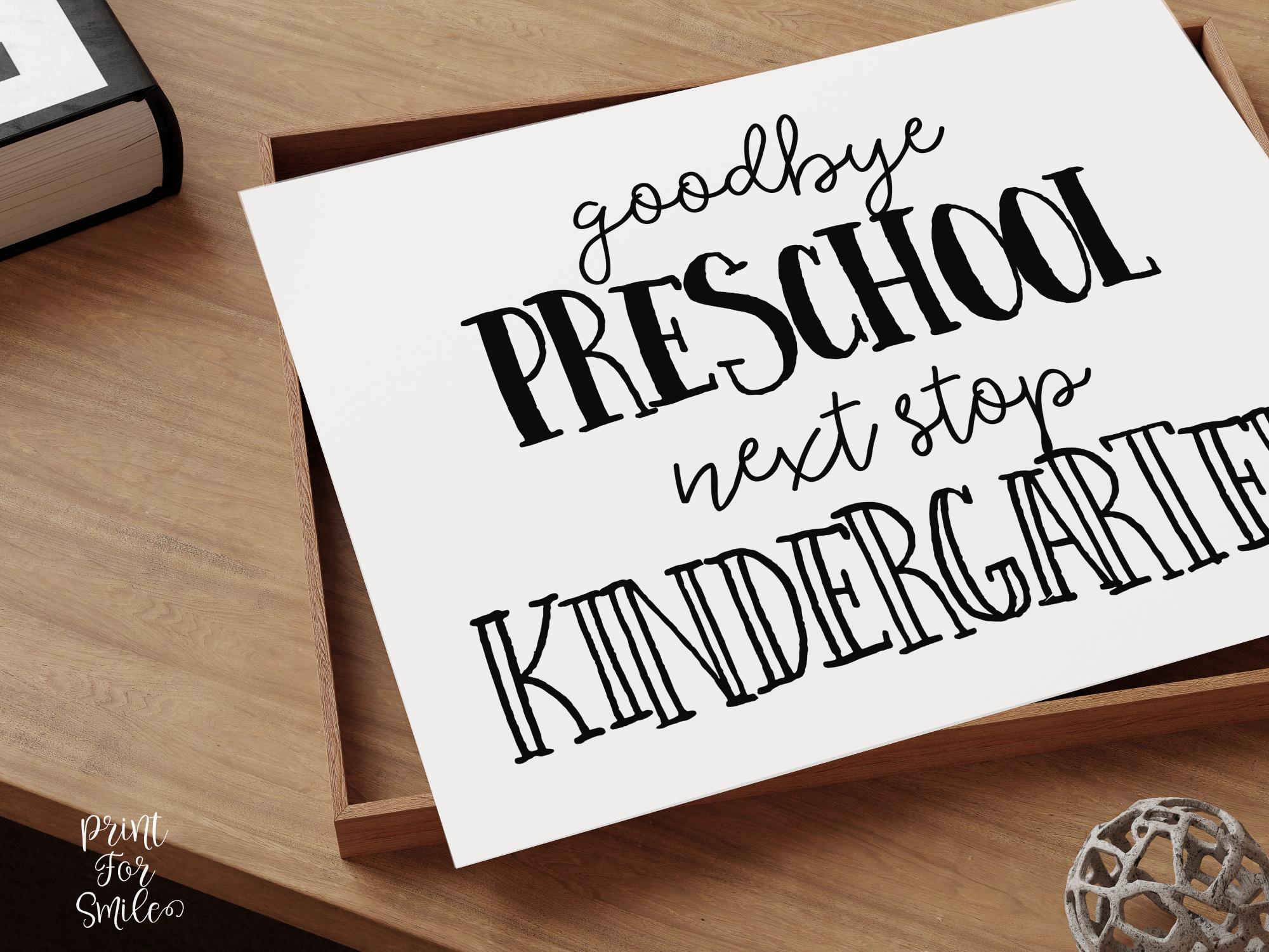 Goodbye Stop Minimal Last Day of Preschool Sign, Goodbye Preschool Next Stop ...