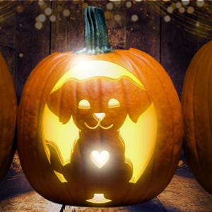 Cute Dog Pumpkin Carving Stencil Template Pattern Halloween PRINTABLE