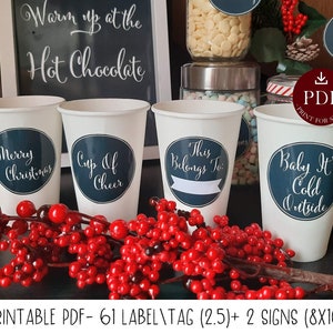 Hot Chocolate Bar Labels Sign PRINTABLE Tags