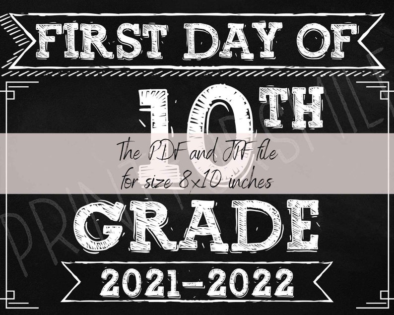 First Day Of School Sign 10th Grade Sign PRINTABLE 1st | Etsy